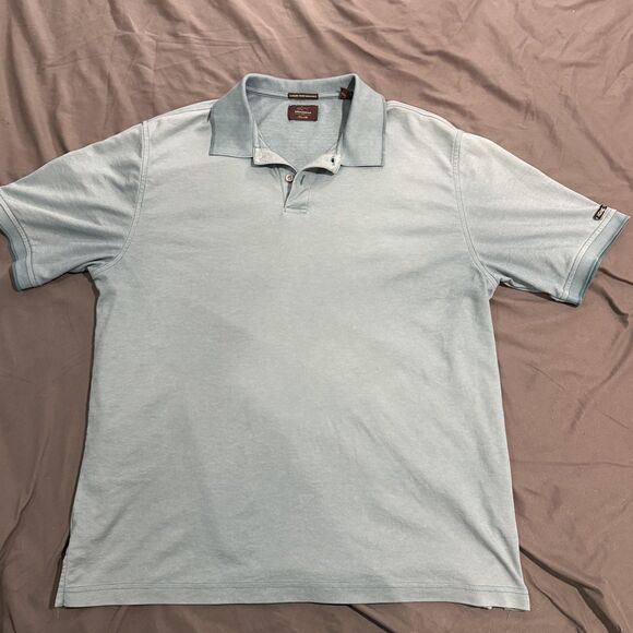Other - Greg Norman For Tasso Elba Polo Shirt Mens L‎ Blue Luxury Performance Golf Knit
